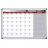 BI-OFFICE Planning Mensuel perpétuel Blanc magnétique effaçable à sec, cadre aluminium L90 x H60 cm