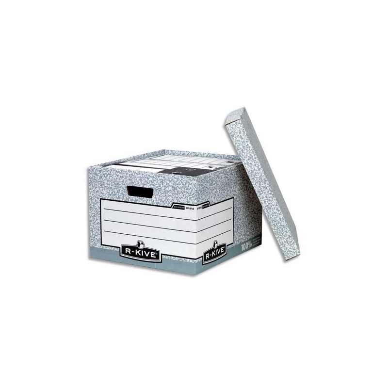 BANKERS BOX Caisse XL L38,7xh29,4xp44,5cm, montage automatique, carton recyclé Gris/Blanc