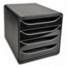 EXACOMPTA Module ECO BLACK en PP recyclé, 4 tiroirs - Dim : L 27,8 x H 26,7 x P 34,7 cm. Coloris Noir