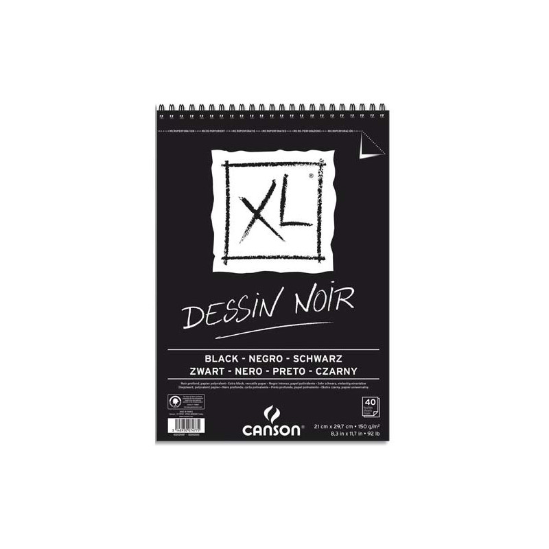 CANSON Bloc de 40 feuilles de papier XL DESSIN Noir 150g grand format A4