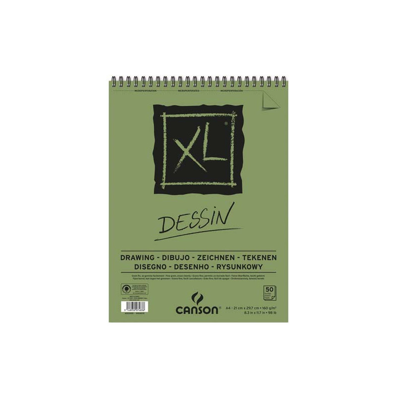 CANSON Bloc de 50 feuilles de papier dessin XL DESSIN 10 160g A3