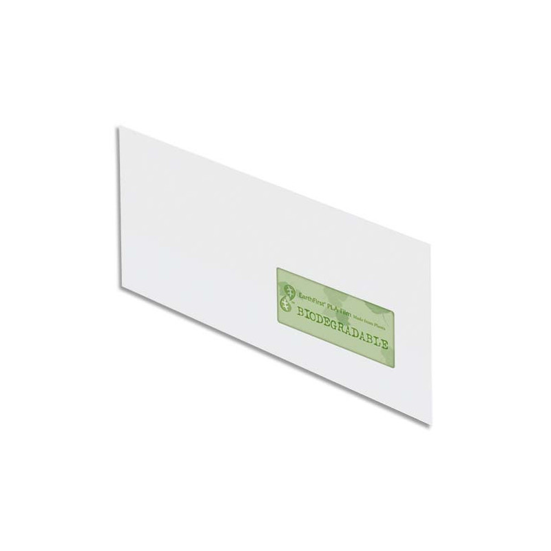 OXFORD Boîte de 500 enveloppes recyclées extra Blanches 90g format DL 110x220 mm avec fenêtre 45x100 mm