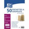 OXFORD Paquet de 50 pochettes kraft armé blond auto-adhésives 120g format C4 229x324 à soufflets de 30 mm