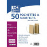 OXFORD Paquet de 50 pochettes kraft armé blond auto-adhésives 120g format 24 260x330 à soufflets de 30 mm