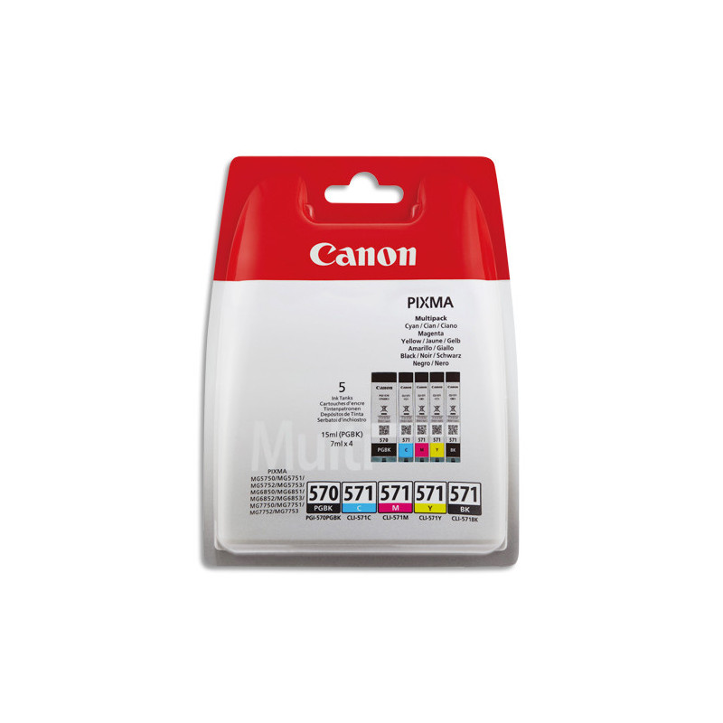 CANON Pack Jet d'encre CLI-571 Cyan/Magenta/Jaune/Noir + pgi-570 Noir 0372C004AA