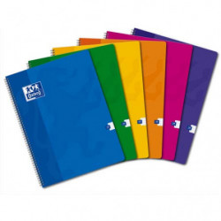 OXFORD Cahier Color Life spiralé 100 pages petits carreaux 5x5 24x32cm. Couverture carte assortie