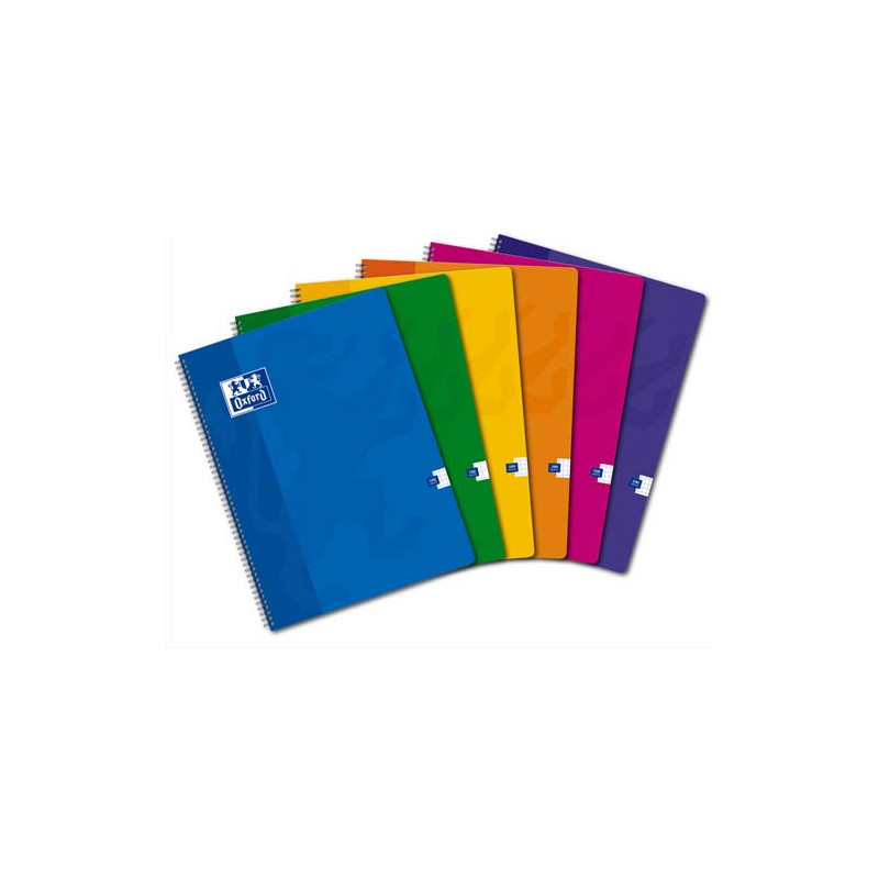 OXFORD Cahier Color Life spiralé 100 pages petits carreaux 5x5 24x32cm. Couverture carte assortie