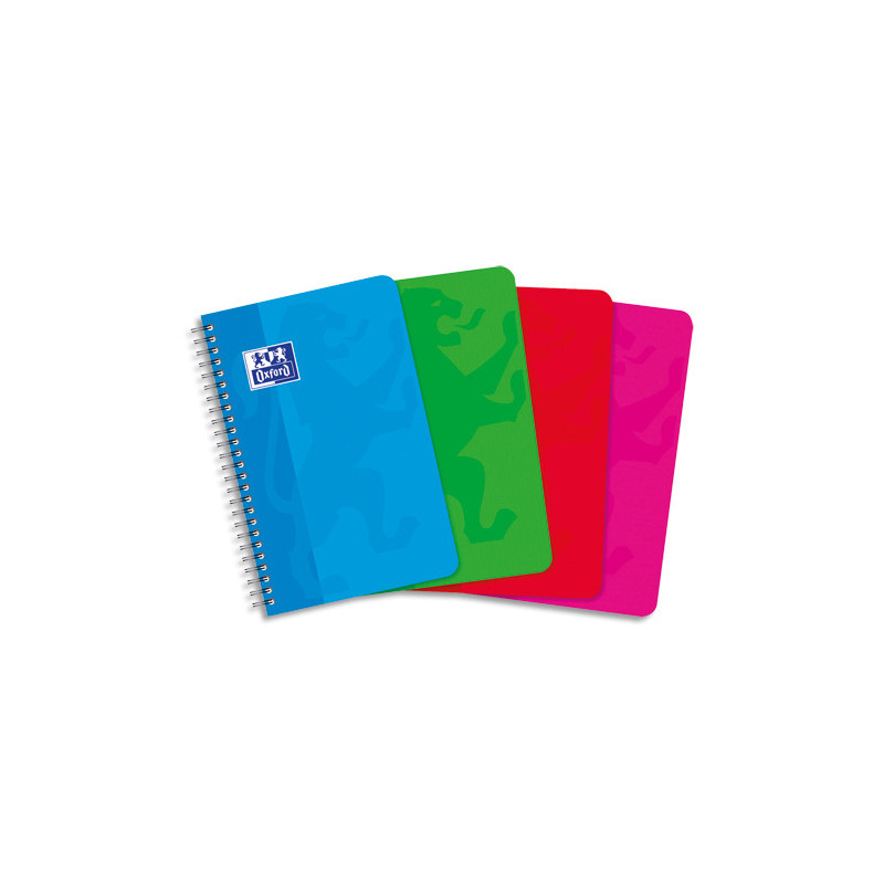 OXFORD Carnet spiralé Color Life 100 pages 9x14cm 5x5. Couverture carte assortie