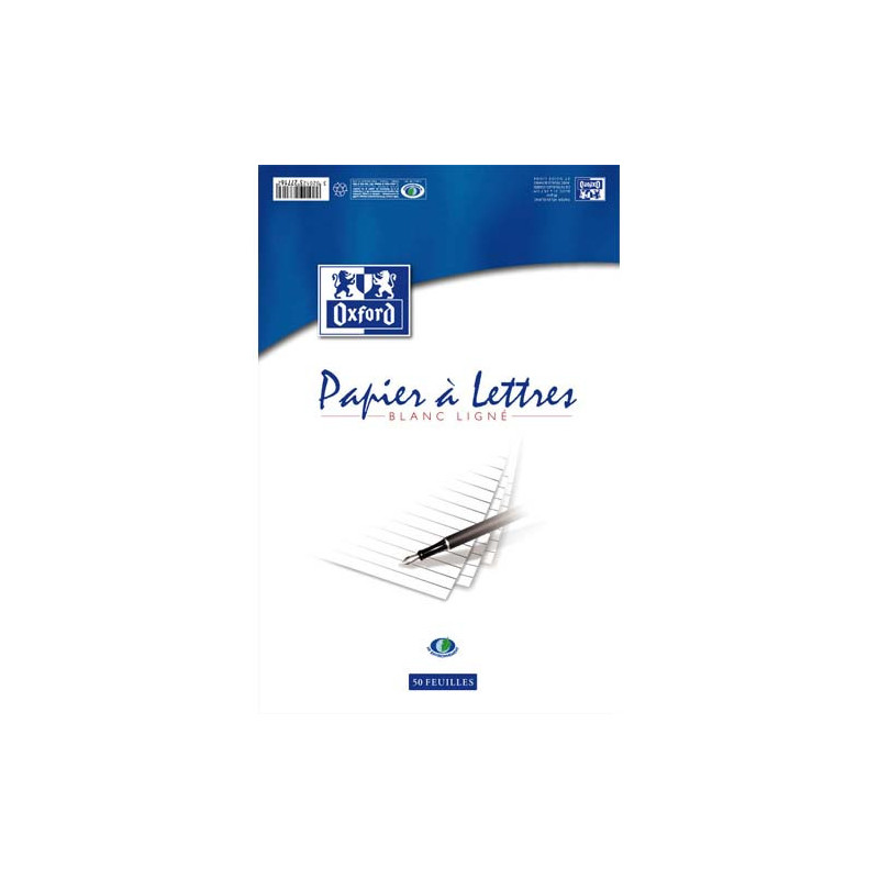 OXFORD Bloc correspondance de 50 feuilles 80 grammes format 210x297 mm ligné