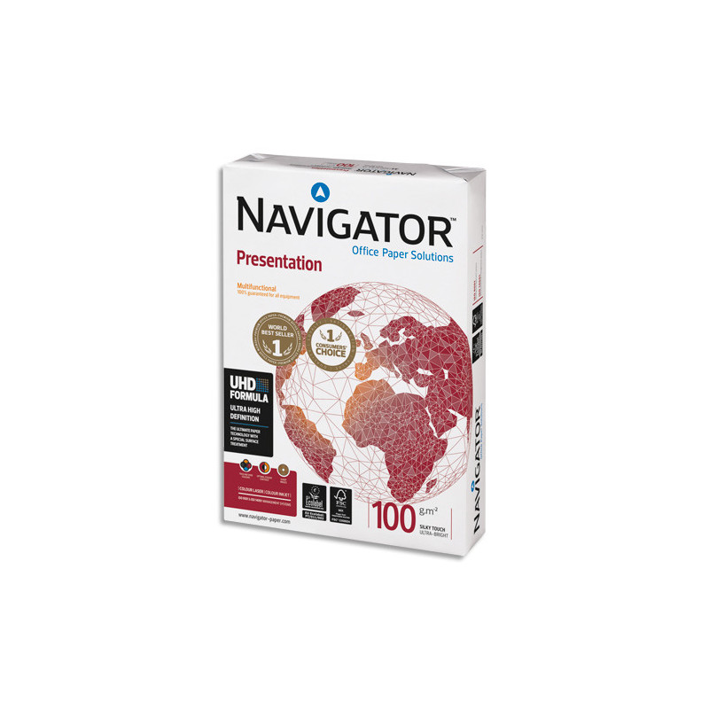 NAVIGATOR Ramette 500 feuilles papier extra Blanc Navigator Presentation A4 100G CIE 169