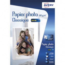 AVERY Boîte de 80 feuilles de papier photo brillant 10x15cm, Jet d'encre, 180 g/m²