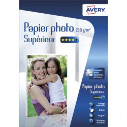 AVERY Boîte de 50 feuilles de papier photo brillant 10x15cm, Jet d'encre, 230 g/m²