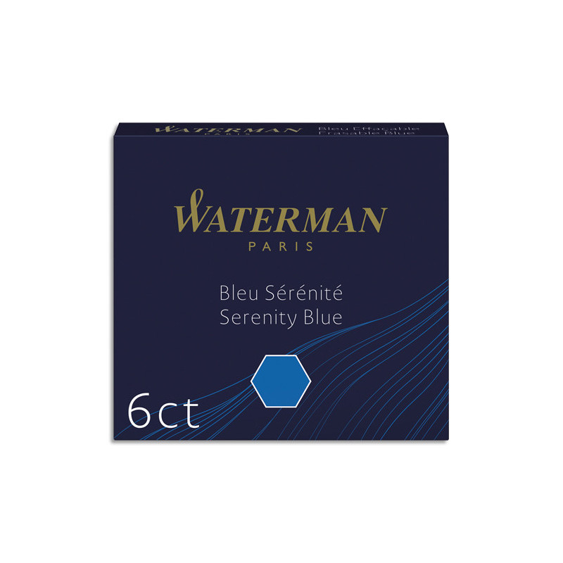 WATERMAN Etui de 6 mini cartouches encre Bleue sérénité