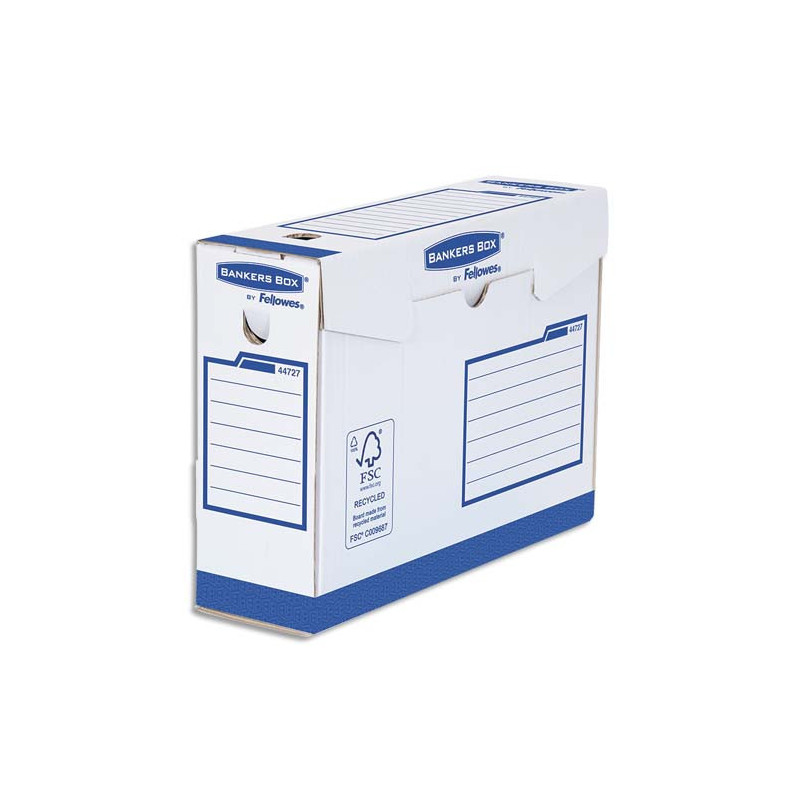 BANKERS BOX Boîte archives dos de 10 cm HEAVY DUTY. Montage manuel, en carton Blanc/Bleu.