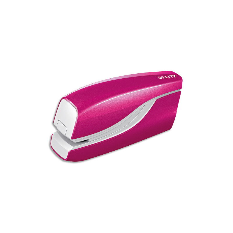 LEITZ Agrafeuse électrique WOW, fonctionnement par pile, capacité 10 feuilles, rose, 55661023