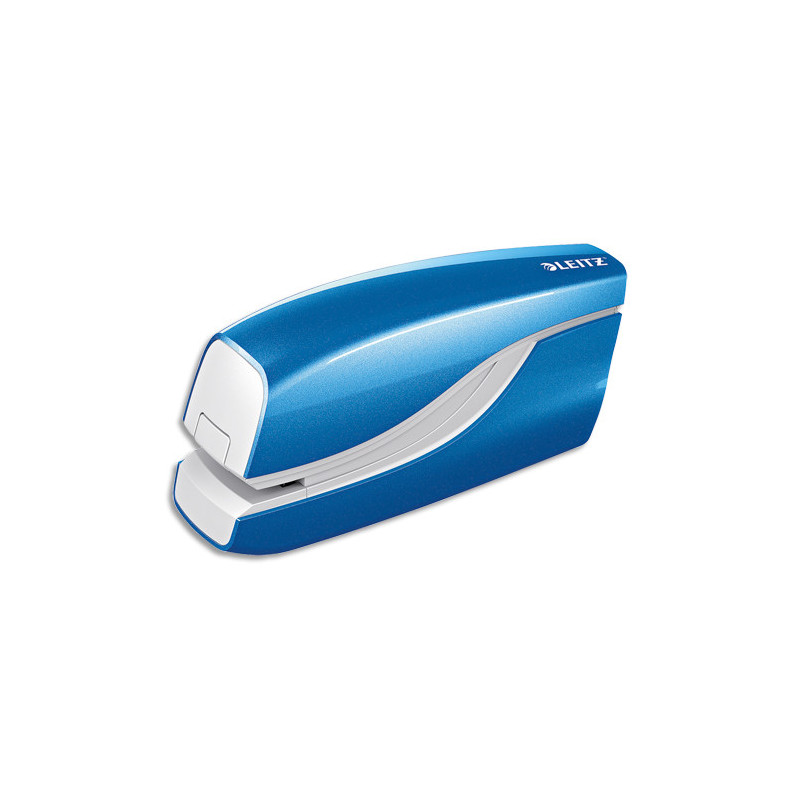 LEITZ Agrafeuse électrique WOW, fonctionnement par pile, capacité 10 feuilles, bleu, 55661036