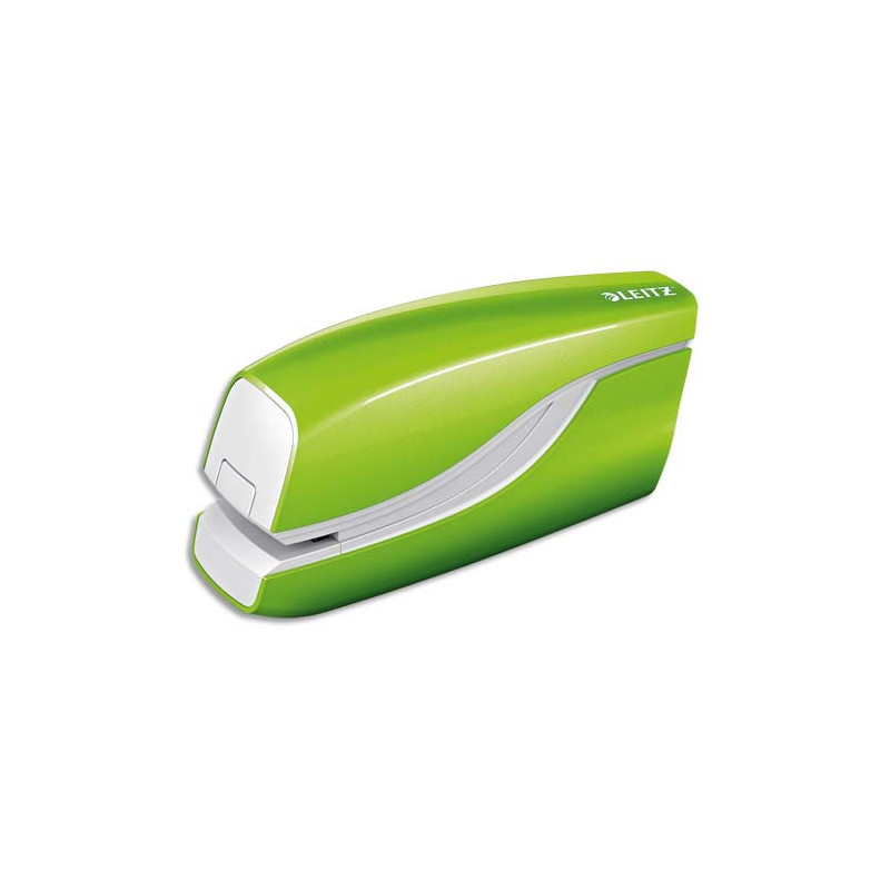 LEITZ Agrafeuse électrique WOW, fonctionnement par pile, capacité 10 feuilles, vert, 55661054