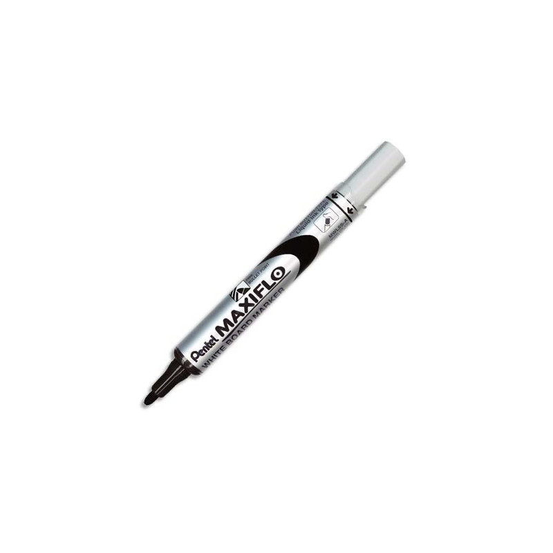 PENTEL Marqueur effaçable sec tableaux Blanc pointe ogive moyenne encre liquide base alcool Noire MAXIFLO