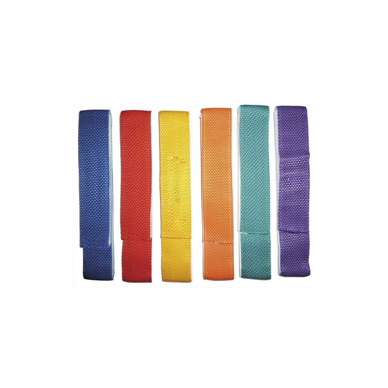 Lot de 6 liens de coordination en tissu 60cm x 4 cm, avec bande VELCRO® couleurs assorties