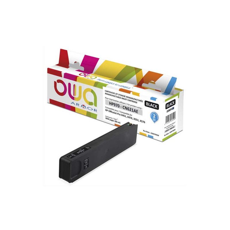 OWA Cartouche Jet d'encre compatible Noir HP CN621AE K20479OW