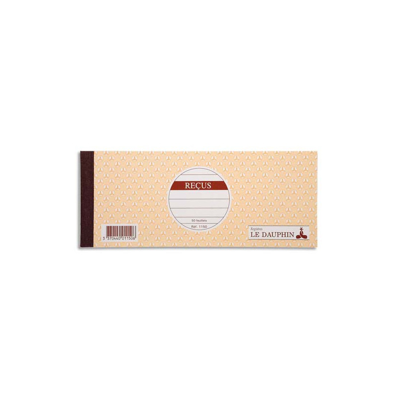 LE DAUPHIN Carnet de reçus 9 x 22,5 cm 50 feuillets 10 colonnes