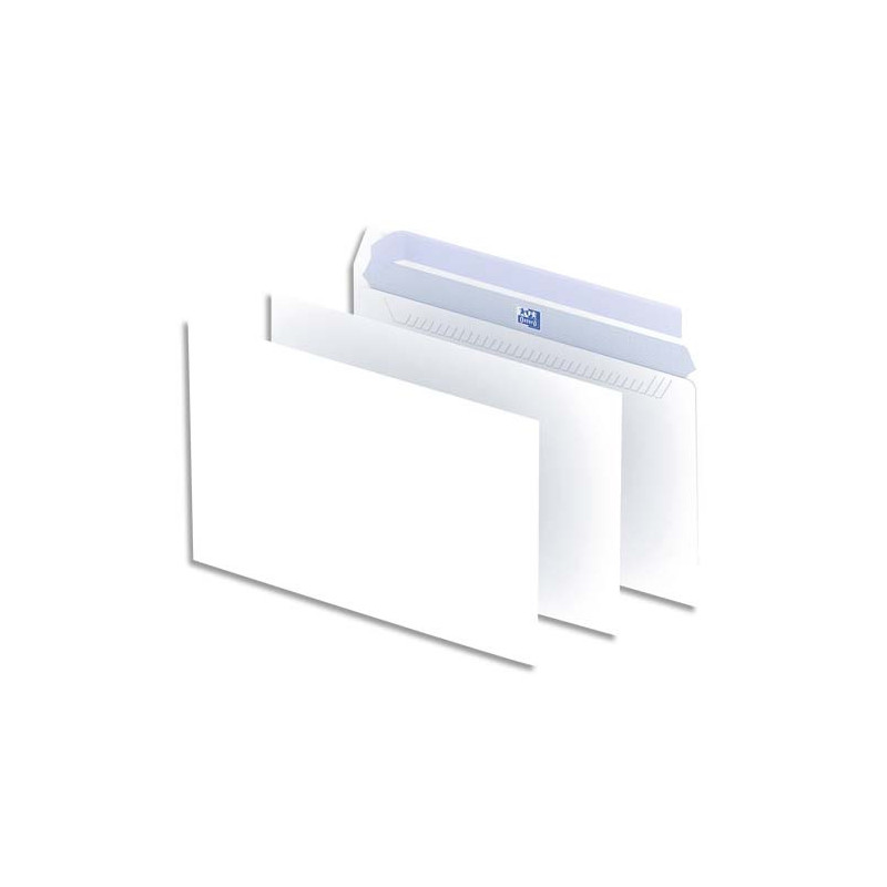 OXFORD Boîte de 500 enveloppes Blanches auto-adhésives 90g format C5 162x229 mm