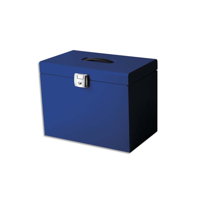PIERRE HENRY Valise de classement en métal. Livrée avec 5 dossiers. Dim: 36,5x28x22 cm. Coloris Bleu