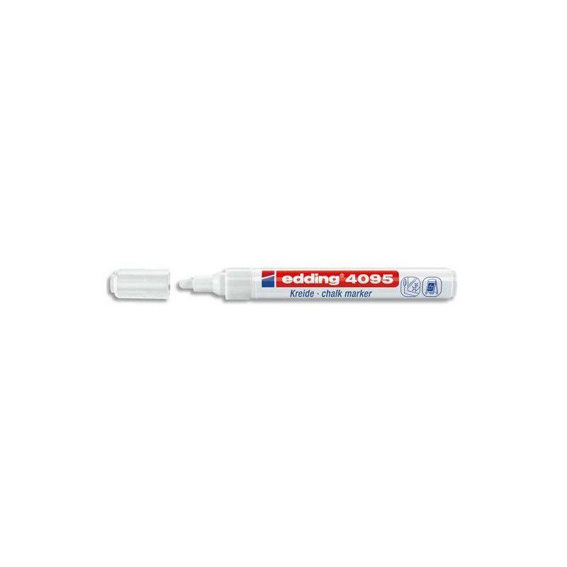 EDDING E-4095 Marqueurs craie liquide Blanc ogive 2-4mm à base d'eau. S'efface avec un chiffon humide.