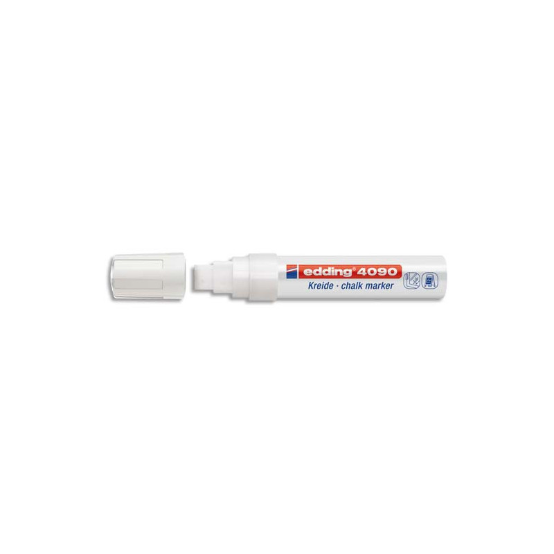 EDDING E-4090 Marqueur craie liquide Blanc ogive 4-15mm à base d'eau. S'efface avec un chiffon humide.