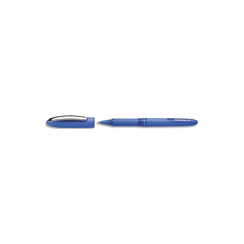 SCHNEIDER Roller à encre Bleu avec pointe conique hybride 0,5 mm. Cap-off. Grip ergonomique caoutchouté.