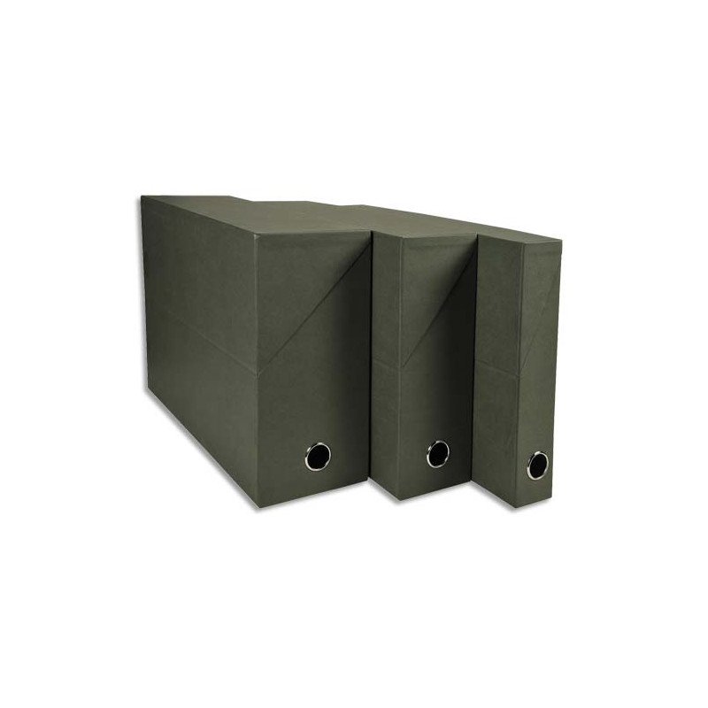 EXACOMPTA Boîte transfert pâte naturelle, carton rigide recouvert de papier recyclé Vert foncé, dos 12 cm