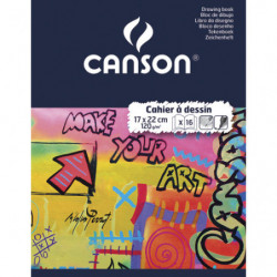 CANSON Cahier de dessin piqûre 16 pages unies Blanches 17x22cm. Couverture carte