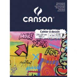 CANSON Cahier à dessin blanc uni 24 pages 24 x 32 cm 120g/m² couverture carte