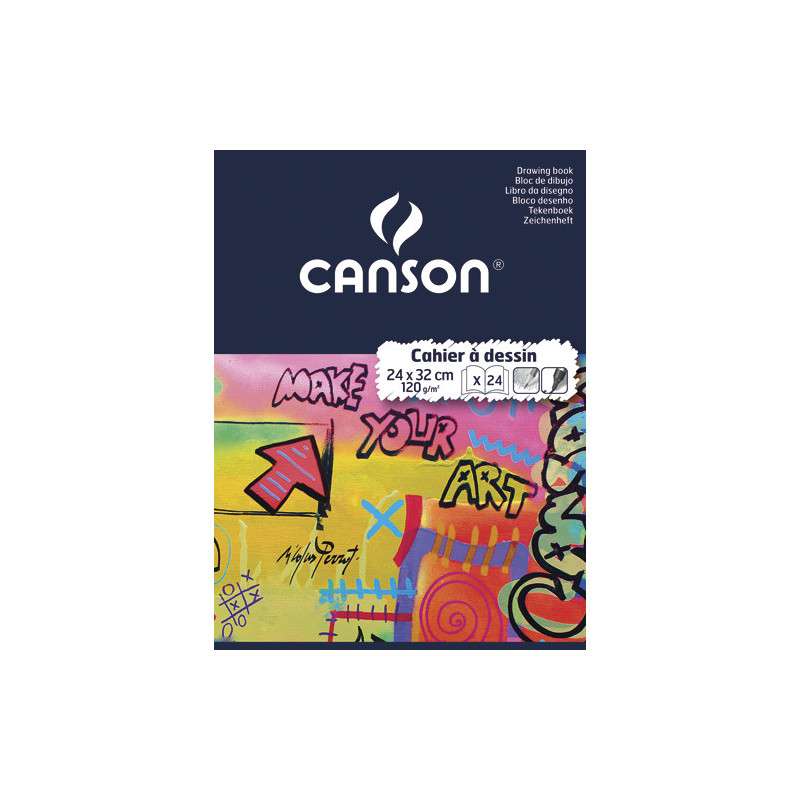 CANSON Cahier à dessin blanc uni 24 pages 24 x 32 cm 120g/m² couverture carte