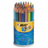 BIC Kids Evolution Triangle ECOlutions Crayons de Couleurs Triangulaires - Assortis, Pot à Crayons de 48