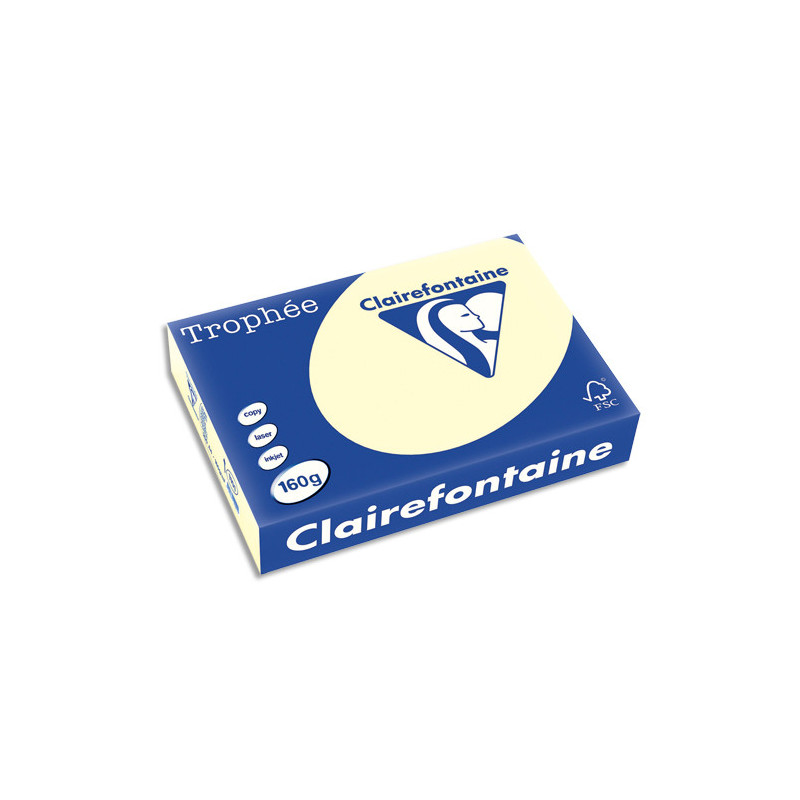 CLAIREFONTAINE Ramette de 250 feuilles papier couleur TROPHEE 160 grammes format A4 Ivoire 1101