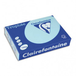 CLAIREFONTAINE Ramette de 250 feuilles papier couleur TROPHEE 160 grammes format A4 Bleu alizé 1105