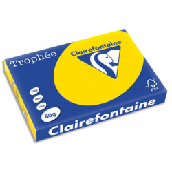 CLAIREFONTAINE Ramette de 500 feuilles papier couleur TROPHEE 80 grammes format A3 bouton d'or 1255