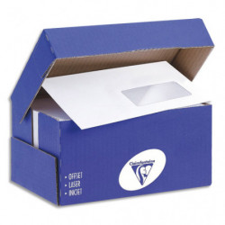 CLAIREFONTAINE Boîte de 250 enveloppes auto-adhésives 90g DL 110x220mm fenêtre 35x100 PAP DE