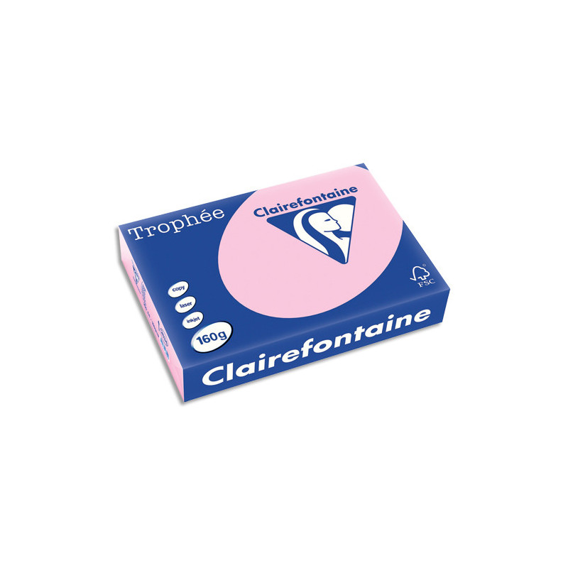 CLAIREFONTAINE Ramette de 250 feuilles papier couleur TROPHEE 160 grammes format A4 Rose 2634