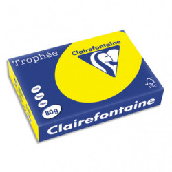 CLAIREFONTAINE Ramette de 500 feuilles papier couleur TROPHEE 80 grammes format A4 Jaune soleil 1877