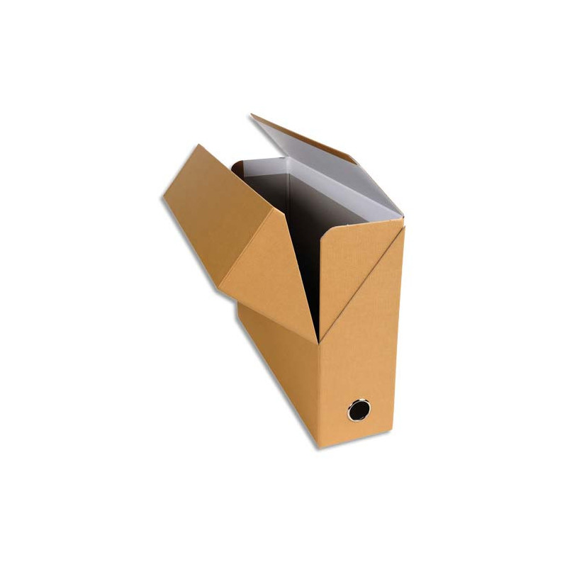 EXACOMPTA Boîte de transfert, carton rigide recouvert de papier toilé, dos 9 cm, 34x25,5 cm, Havane