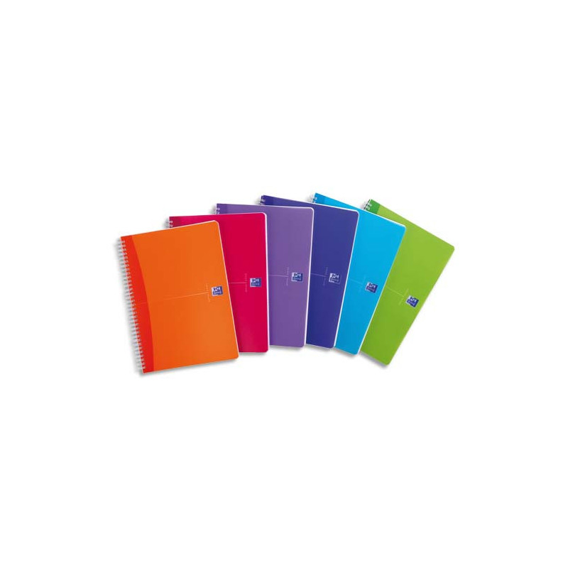 OXFORD Cahier COLOR spiralé 180 pages 5x5 21x29,7. Couverture polypro