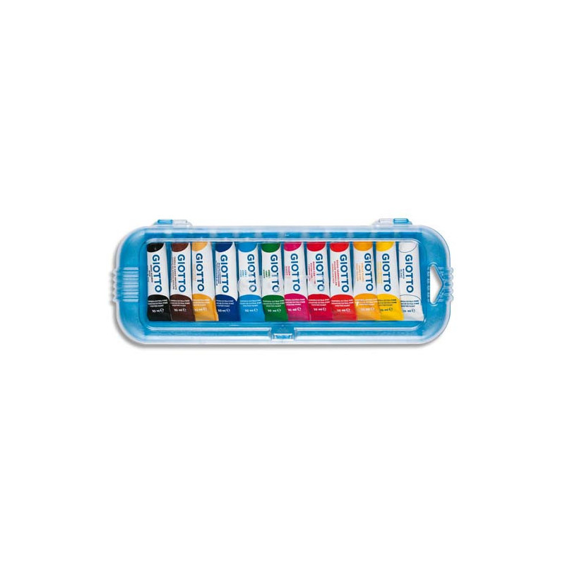 GIOTTO Boîte rigide de 12 tubes 10ml de gouache fine, coloris assortis