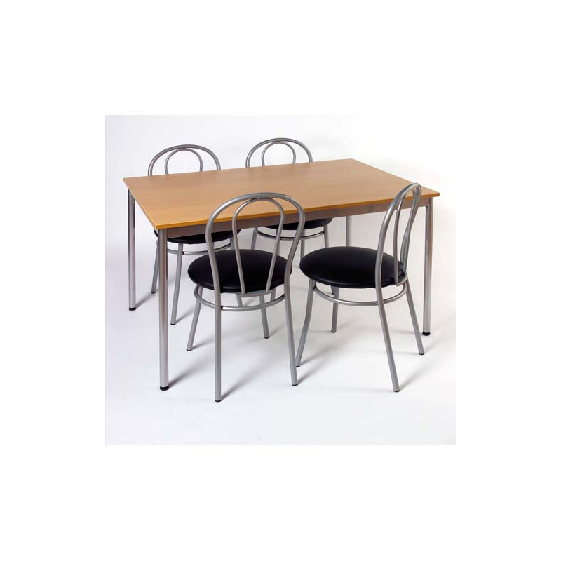 SODEMATUB Table collectivité Hêtre alu cafétéria rectangle 120x80cm