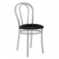 Chaise de collectivité Tulipan assise simili cuir Noir et structure alu - Assise D41 cm, hauteur 48/86 cm