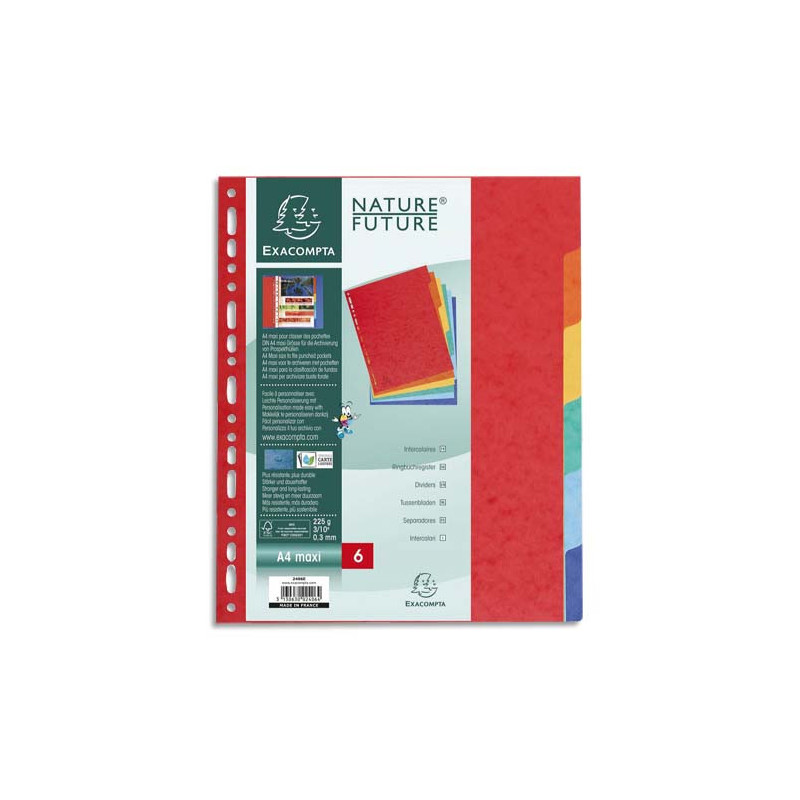 EXACOMPTA Jeu d'intercalaires 6 positions en carte lustrée 3/10e format 22x17 cm 225g