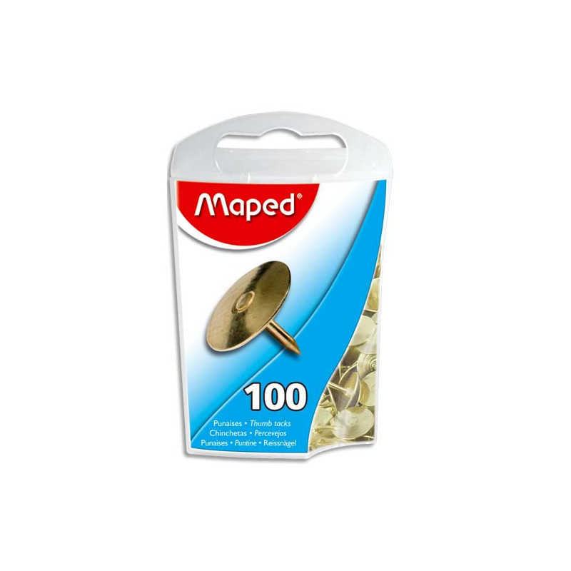 MAPED Boîte de 100 punaises en acier cuivrées 10 mm