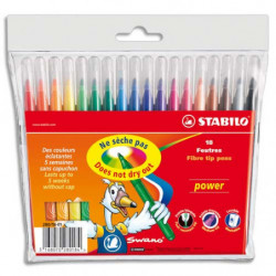 STABILO power feutre de coloriage pointe moyenne - Etui carton de 18 feutres - Coloris assortis