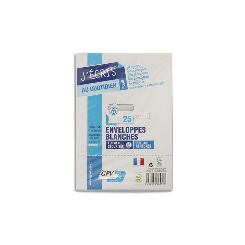 GPV Paquet de 25 enveloppes auto-adhésives 90 grammes Cod Express format 114x162 mm